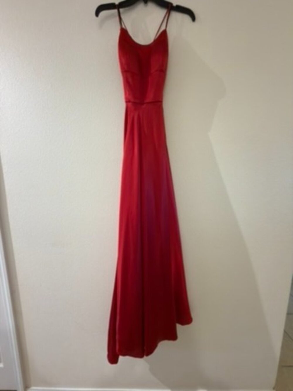 Betsy & Adam Red Satin Lace-Back Formal Gown / Prom Dress - Size 4